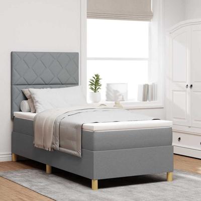 Boxspring bed met matras Lichtgrijs 90 x 190 cm Stof