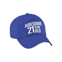 Verjaardag cadeau petje - Awesome 21 year old - 21 jaar - blauw - volwassenen - baseball cap