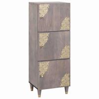 Highboard Grijs en Goud 40 x 33,5 x 110 cm Massief mangohout