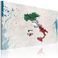 Schilderij - Kaart van Italië , multikleur , premium print op canvas