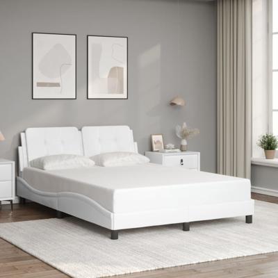 Bedframe met hoofdbord kunstleer wit 120x200 cm