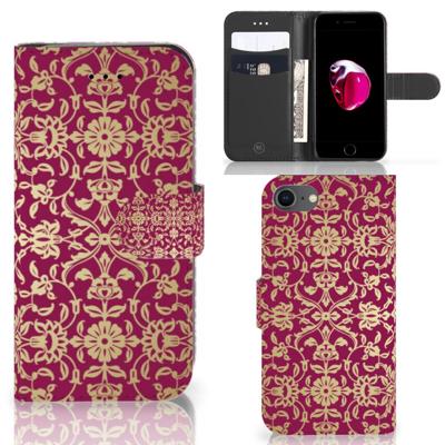 Wallet Case iPhone 7 | 8 | SE (2020) | SE (2022) Barok Pink | Portemonnee hoesje