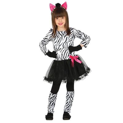 Dierenpak zebra verkleedjurkje voor meisjes - carnavalskleding/outfit zebra