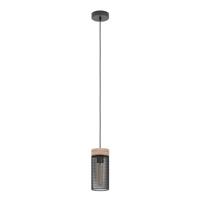 EGLO Kilnsdale Hanglamp - E27 - Ø 11 cm - Staal|Hout - Zwart|Bruin