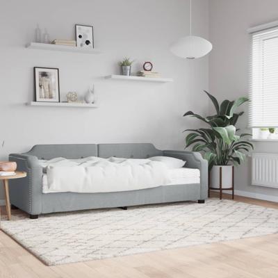 Slaapbank met matras 90x200 cm stof lichtgrijs