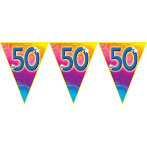 50 jaar verjaardag feest vlaggenlijn - 5 meter - Feestartikelen/versiering - plastic