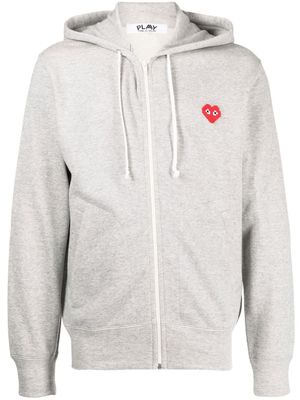 Comme Des Garçons Play hoodie zippé à patch logo - Gris