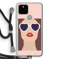 Red lips: Pixel 5 Transparant Hoesje met koord