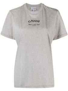 GANNI t-shirt en coton biologique à logo imprimé - Gris