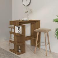 Bartafel met opbergrek 100x50x101,5 cm bewerkt hout bruin eiken Bartafel met opbergrek 100x50x101,5 cm bewerkt hout bruin eiken
