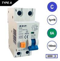 SEP Aardlekautomaat 6A C Kar 100mA 2 polig 36mm RCM2 Kema Keur 230V automaat en aardlek in een