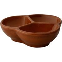 Tapas schaaltje - bruin - 3 vaks - 13 cm - 240 ml - aardewerk - schaaltje - hapjes bakje