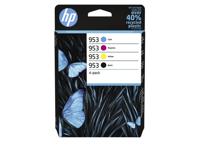 HP 953 4-pack originele inktcartridges, cyaan/magenta/geel