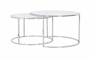 Light & Living Salontafel 'Duarte' Set van 2 stuks, nikkel+glas