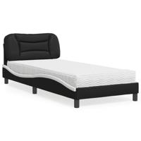Bed met matras "Hvar" kunstleer zwart en wit 90x200 cm