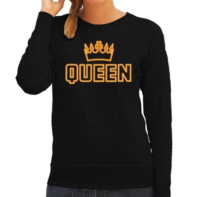 Koningsdag sweater - queen kroontje - dames - zwart Koningsdag sweater - queen kroontje - dames - zwart