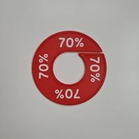 Maatring 9 cm rood/wit 70%