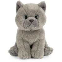 Living Nature Kat knuffel - Britse korthaar - grijs - 16 cm - poes