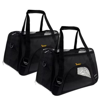 Purlov Transportertas - 2x - voor honden en katten - 30 x 25 x 50 cm - 1 vak - zwart