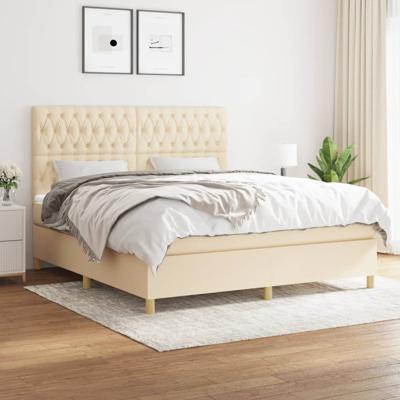 Boxspring met matras stof crèmekleurig 180x200 cm