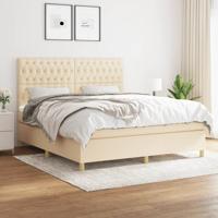 Boxspring met matras stof crèmekleurig 180x200 cm