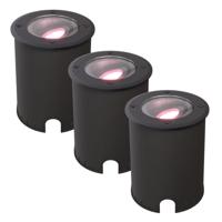 Set van 3 Lilly - Smart LED Grondspot - IP67 waterdicht - 5,5 Watt 345 Lumen - Kantelbaar - Overrijdbaar - Rond - Wifi + Bluetooth - RGBWW - GU10 - Google Home, Amazon Alexa en Siri - Zwart