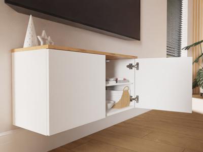 Tv-meubel LUCO 2 deuren 90 cm eik/mat wit