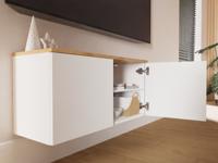 Tv-meubel LUCO 2 deuren 90 cm eik/mat wit