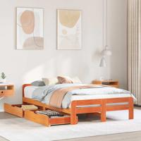 Bedframe zonder matras massief grenenhout wasbruin 135x190 cm