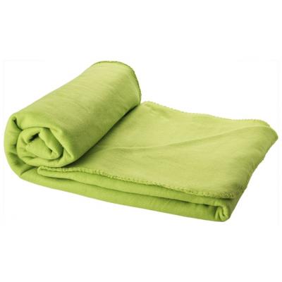 Fleece deken of plaid - bank/bed - limegroen - 150 x 120 cm - reisdeken met tasje