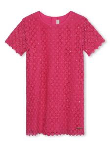 Michael Kors Kids robe en coton à dentelle fleurie - Rose