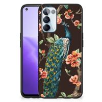 OPPO Reno5 5G | Find X3 Lite Dierenprint Telefoonhoesje Pauw met Bloemen OPPO Reno5 5G | Find X3 Lite Dierenprint Telefoonhoesje Pauw met Bloemen