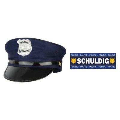 Politie accessoires set - voor volwassenen - politiepet - en een jij bent schuldig sticker