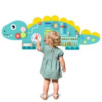Dinosaurus-activiteitenwand Geschikt Voor Peuters 11-in-1 Montessori Houten Sensorisch Wandspel Groen