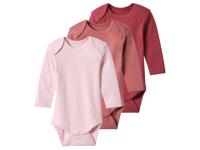 lupilu Set van 3 baby rompers (Rood/donkerroze, 62/68)