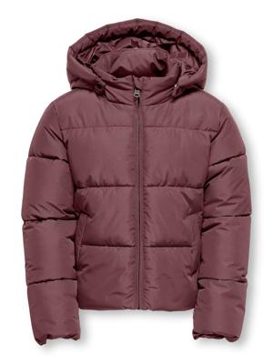 Kids ONLY winter winterjas meisjes - rood bruin - KogJuta - puffer - capuchon