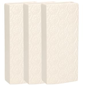 Waterverdamper - 3x - creme wit - keramiek - 400 ml - radiatorbak luchtbevochtiger - 7,4 x 17,7 cm