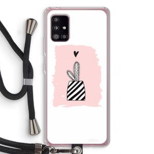 Zwart-wit cactus: Samsung Galaxy A51 5G Transparant Hoesje met koord