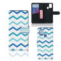 Samsung Galaxy M31 | Telefoon Hoesje | Zigzag Blauw Samsung Galaxy M31 | Telefoon Hoesje | Zigzag Blauw