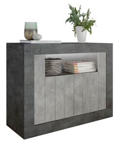 Dressoir Urbino 110 cm breed in Oxid met grijs beton