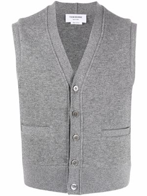 Thom Browne cardigan en cachemire à design sans manches - Gris