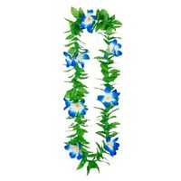 Hawaii krans/slinger - Tropische kleuren mix groen/blauw - Bloemen hals slingers