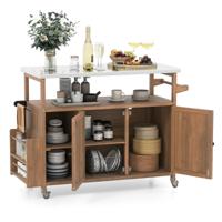 130 cm Barbecuewagen Voor Buiten Met Roestvrijstalen Werkblad Keukeneiland