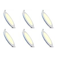 LED Downlight Set van 6 - Inbouw Rond 18W - Warm Wit 2700K - Mat Wit Ø225mm