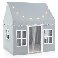 Kinderspeelhuis met Sterrenlichten & Ramen & Netgordijnen Kinder Tent Kinderspeeltent Speeltent Grijs