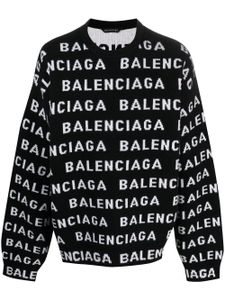 Balenciaga pull à logo en intarsia - Noir