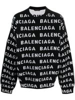 Balenciaga pull à logo en intarsia - Noir - thumbnail