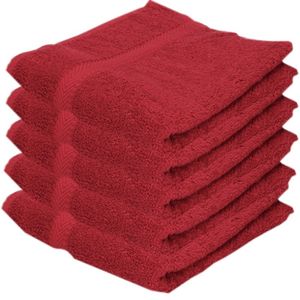 5x Voordelige badhanddoeken rood 70 x 140 cm 420 grams