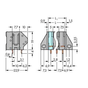 WAGO 745-154 Veerkrachtklemblok 4.00 mm² Aantal polen 4 Grijs 90 stuk(s)