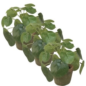 3x Kunstplanten Pilea groen in pot 13 cm